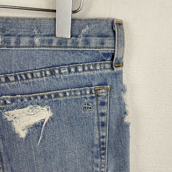 Rag & Bone Shorts 26 Womens Studded Avenida Boyfriend Blue Denim Distressed - Picture 5 of 10